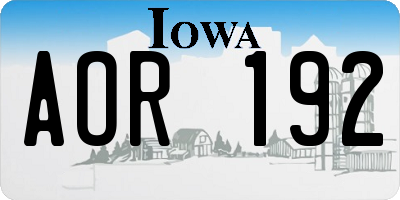 IA license plate AOR192