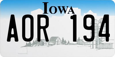 IA license plate AOR194