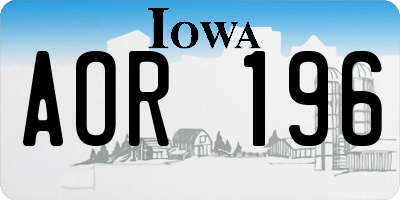 IA license plate AOR196