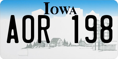 IA license plate AOR198