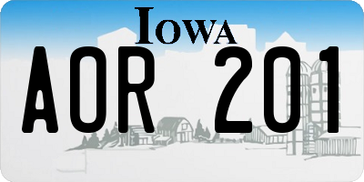 IA license plate AOR201