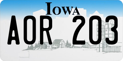 IA license plate AOR203