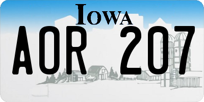 IA license plate AOR207