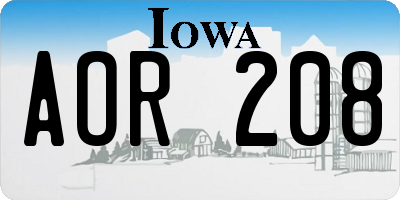 IA license plate AOR208