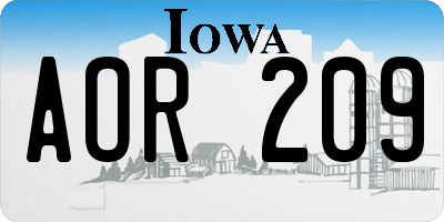 IA license plate AOR209