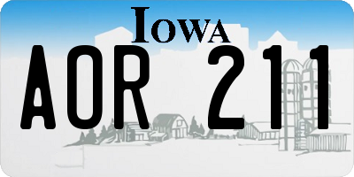 IA license plate AOR211