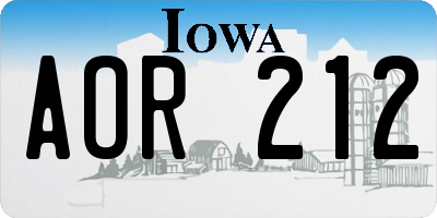 IA license plate AOR212