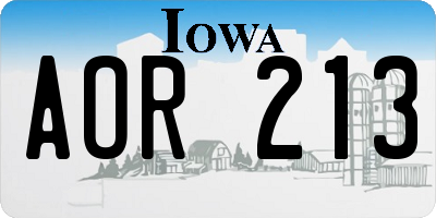 IA license plate AOR213
