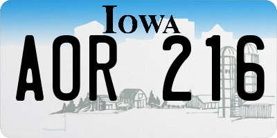 IA license plate AOR216
