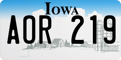 IA license plate AOR219