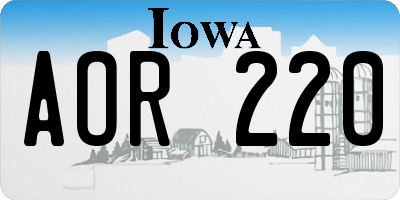 IA license plate AOR220