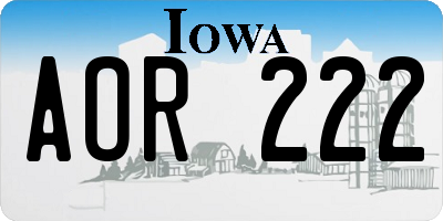 IA license plate AOR222