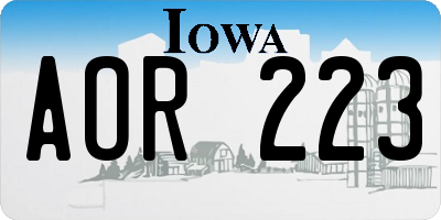 IA license plate AOR223