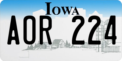 IA license plate AOR224