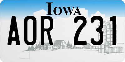 IA license plate AOR231