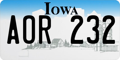 IA license plate AOR232