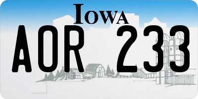 IA license plate AOR233