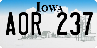 IA license plate AOR237