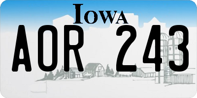 IA license plate AOR243