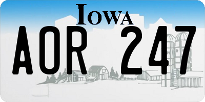IA license plate AOR247