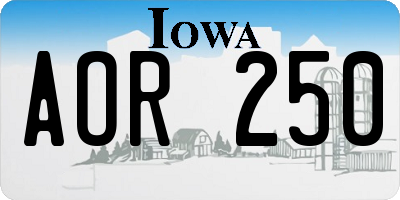 IA license plate AOR250