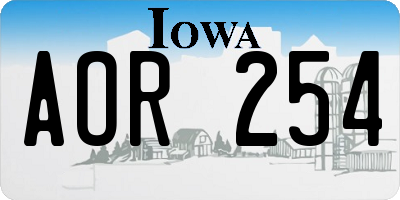 IA license plate AOR254