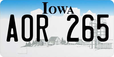 IA license plate AOR265