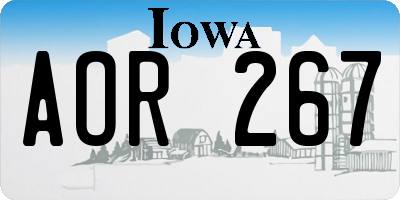 IA license plate AOR267
