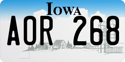 IA license plate AOR268