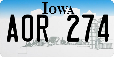 IA license plate AOR274