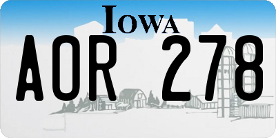 IA license plate AOR278