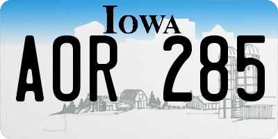IA license plate AOR285