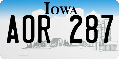 IA license plate AOR287