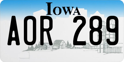 IA license plate AOR289
