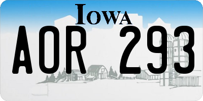 IA license plate AOR293