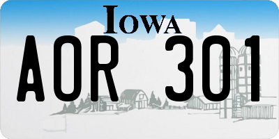 IA license plate AOR301