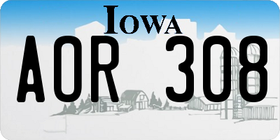 IA license plate AOR308