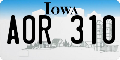 IA license plate AOR310