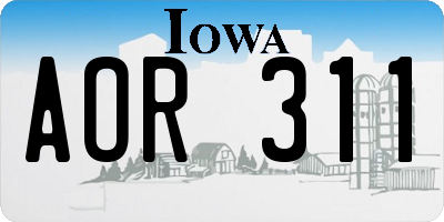 IA license plate AOR311