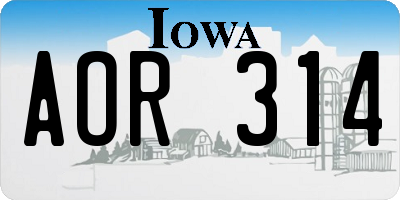 IA license plate AOR314