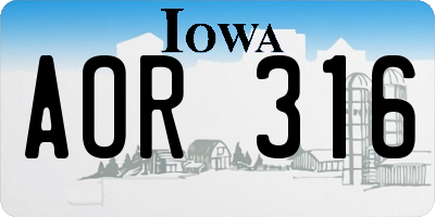 IA license plate AOR316