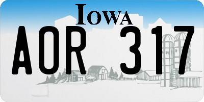 IA license plate AOR317