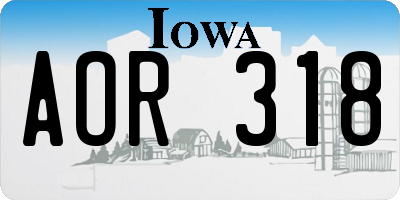 IA license plate AOR318