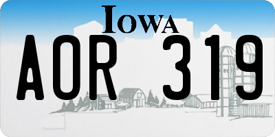 IA license plate AOR319