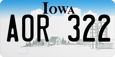 IA license plate AOR322