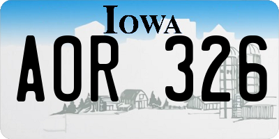 IA license plate AOR326
