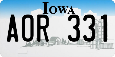 IA license plate AOR331