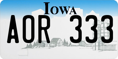 IA license plate AOR333