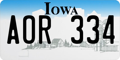 IA license plate AOR334