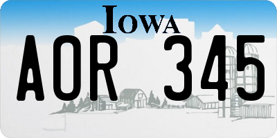 IA license plate AOR345